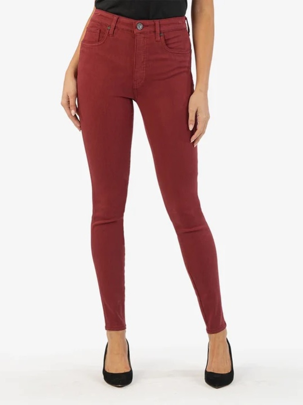 Kut from the Kloth MIA High-Rise Skinny Jeans in Burgundy - Women